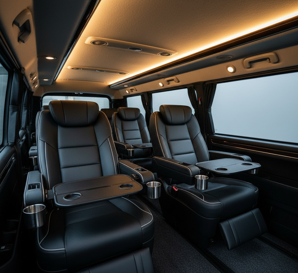 ハイエース ラグジュアリー 内装 革張りシート